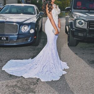 Elegant White Lace Prom Dress